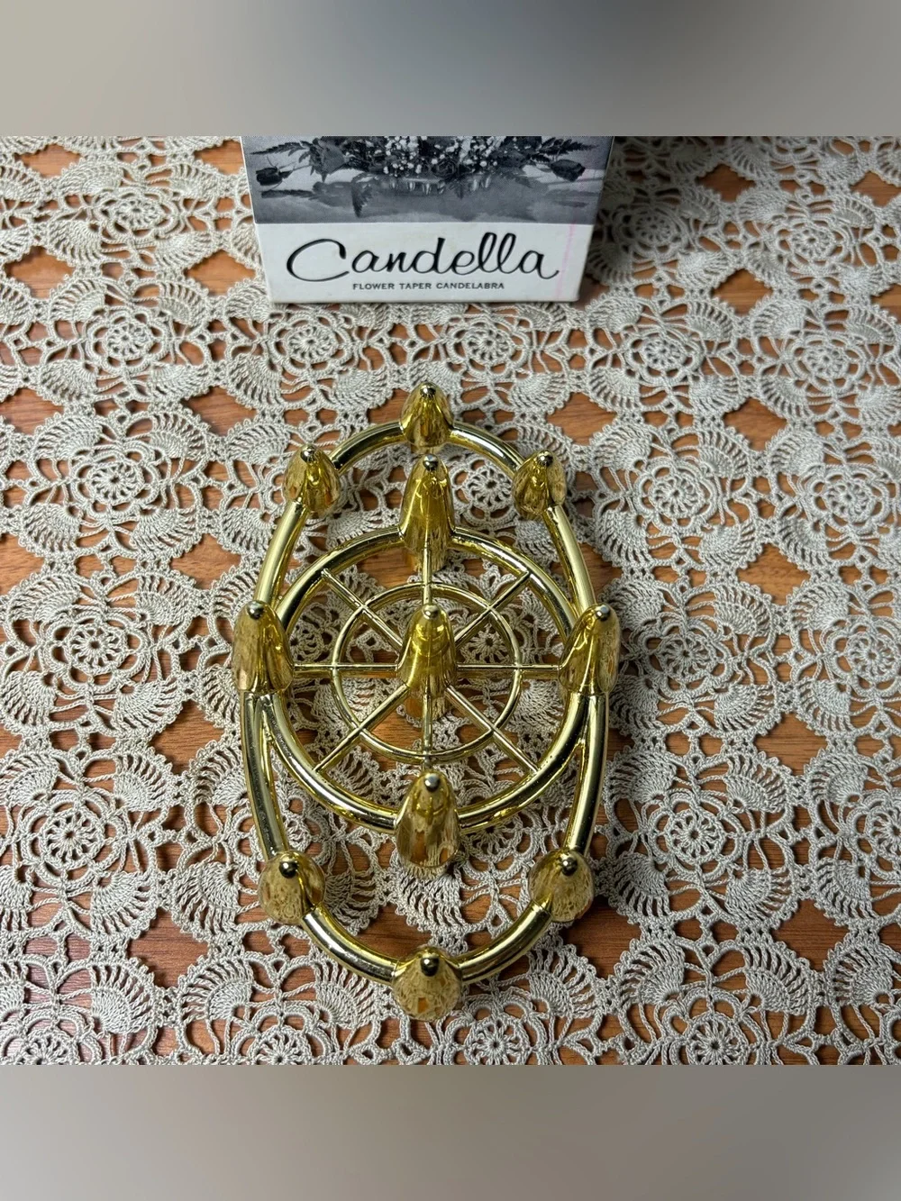 Vintage MCM Candella Flower Taper Candelabra Flower Frog Candle Holder Decor
